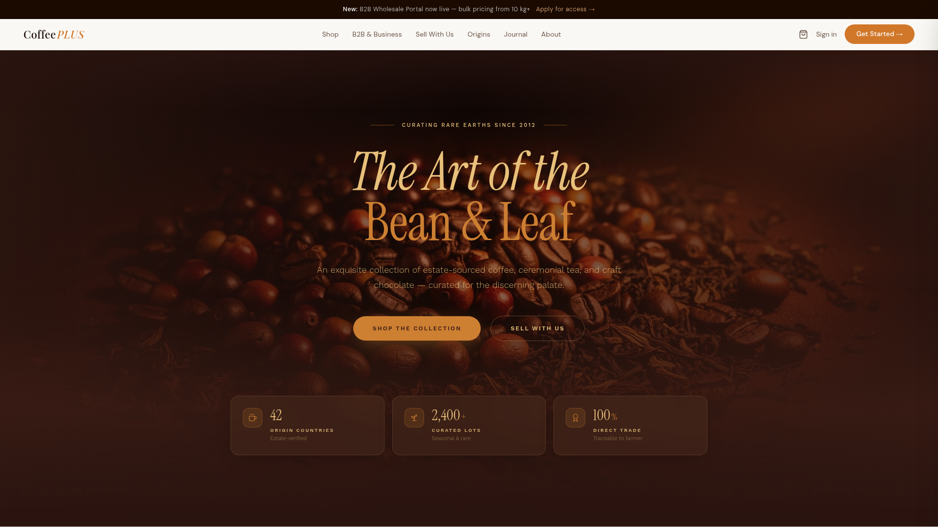 Coffee Plus — homepage hero