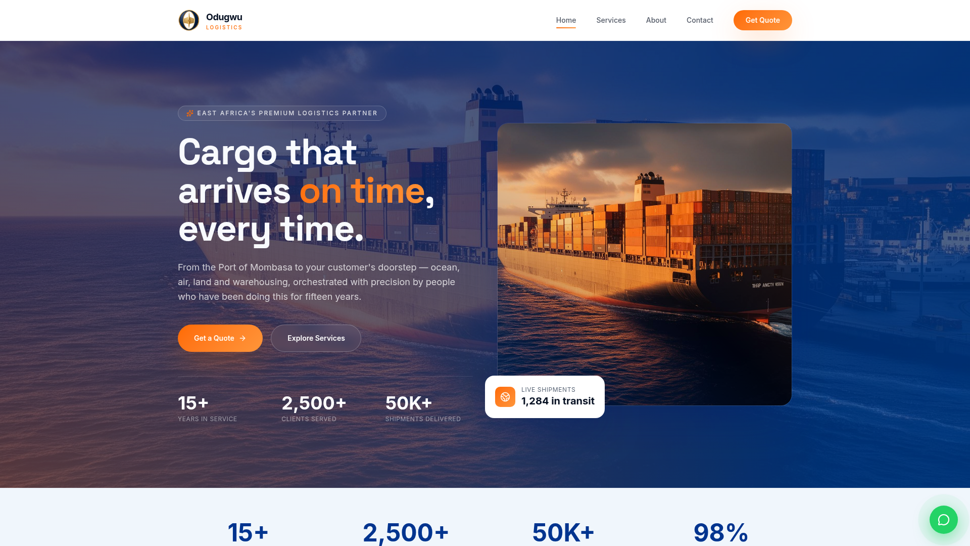 Odugwu Logistics — homepage hero